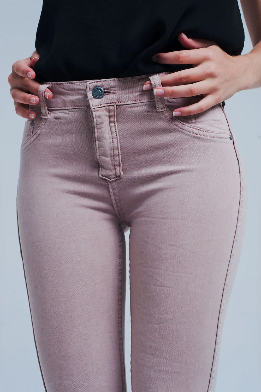 Reversible animal print pink jeans