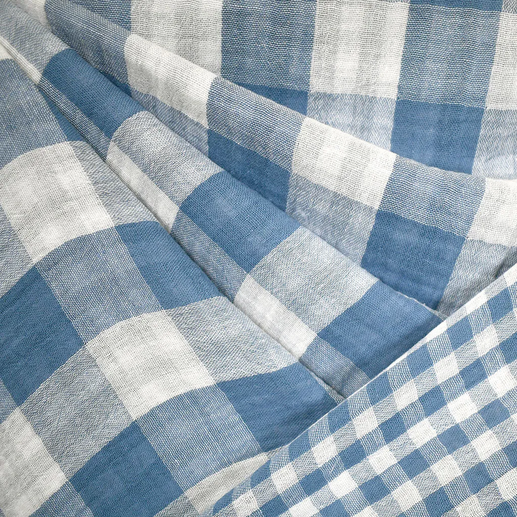 Reversible Buffalo Plaid Check Double Gauze Denim