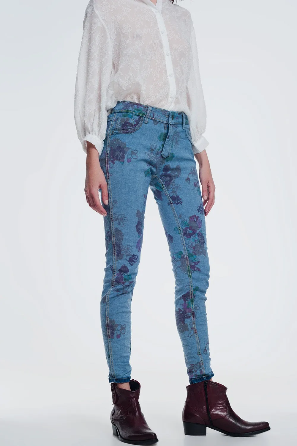 reversible wrinkled denim skinny jeans