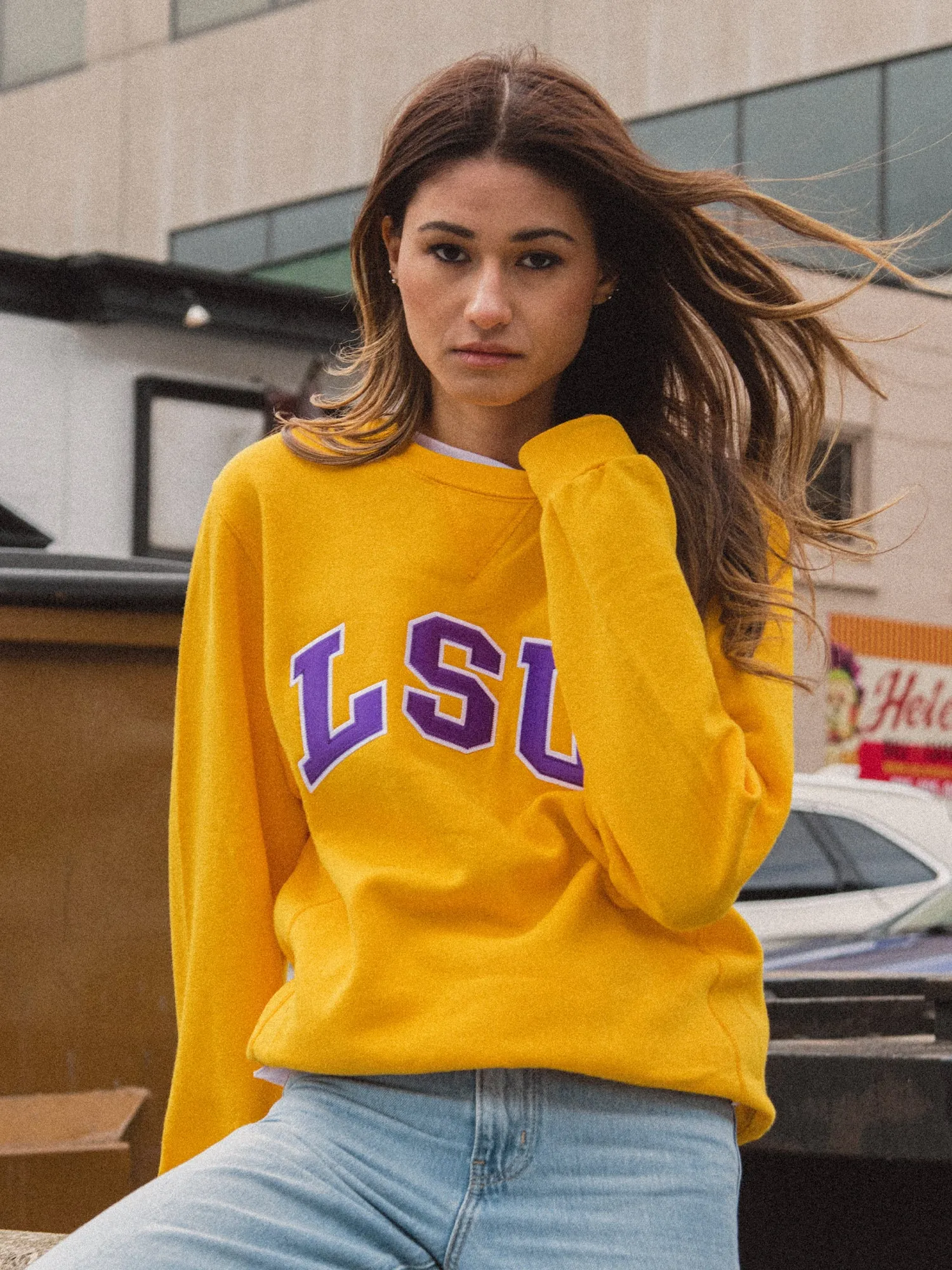 RUSSELL LSU CREWNECK - CLEARANCE