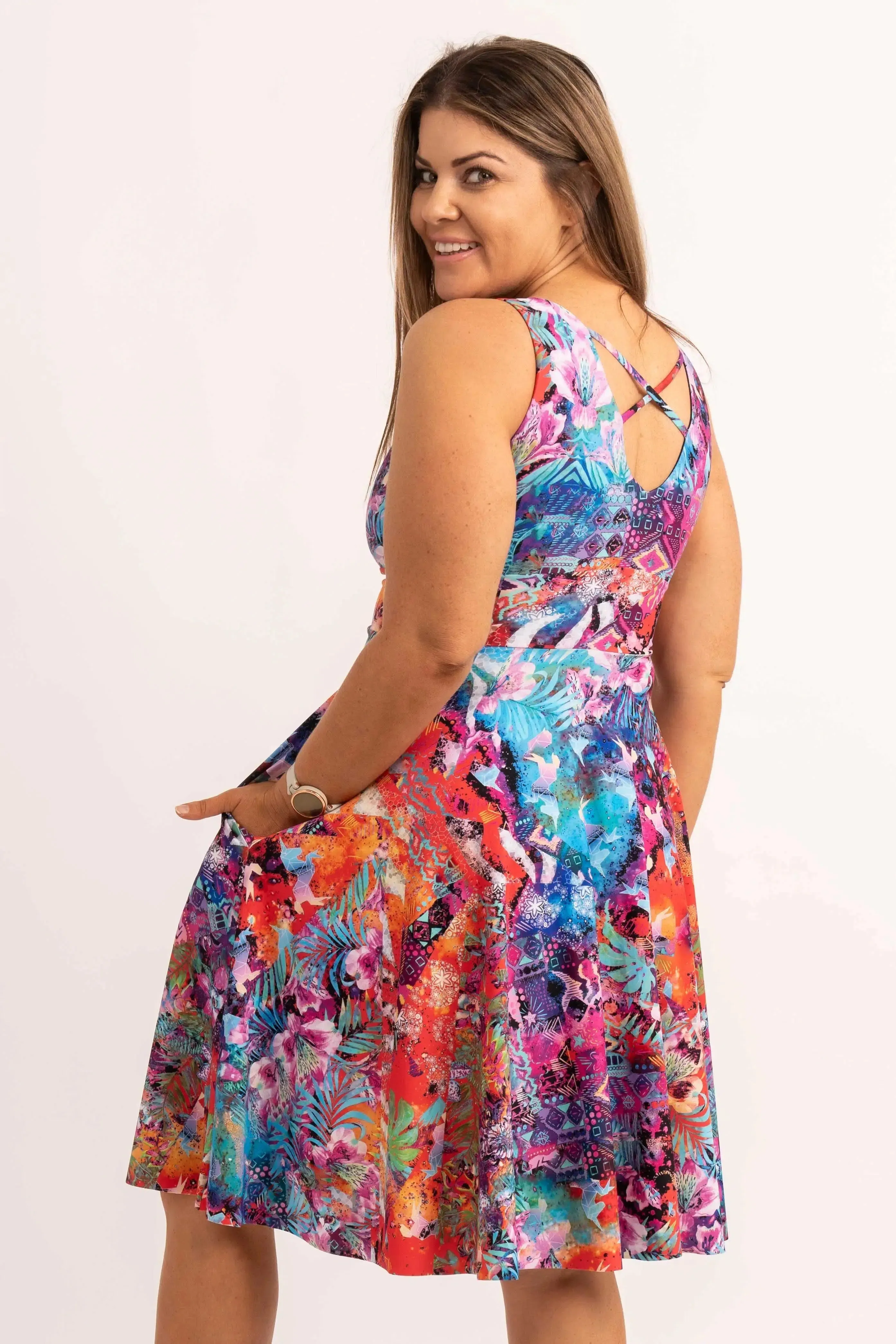 Silky Reversible Comfort Crop Midi Dress W/Pockets - Believe The Hype