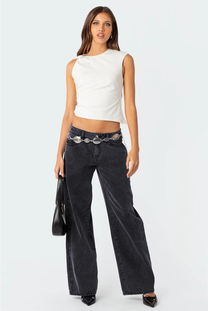 Sina || Washed Low Rise Jeans