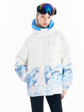 Snowy Mountains Print Reversible Down Garment