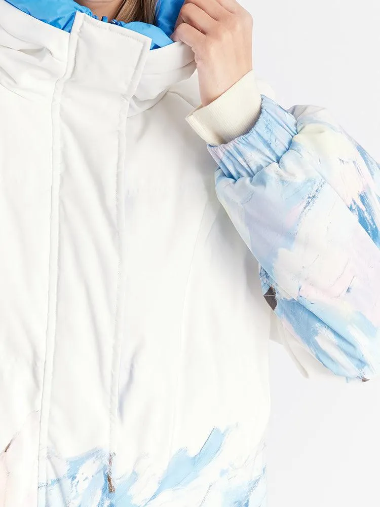 Snowy Mountains Print Reversible Down Garment