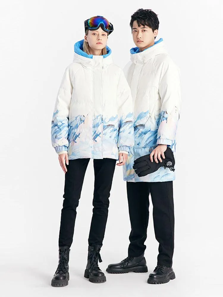 Snowy Mountains Print Reversible Down Garment