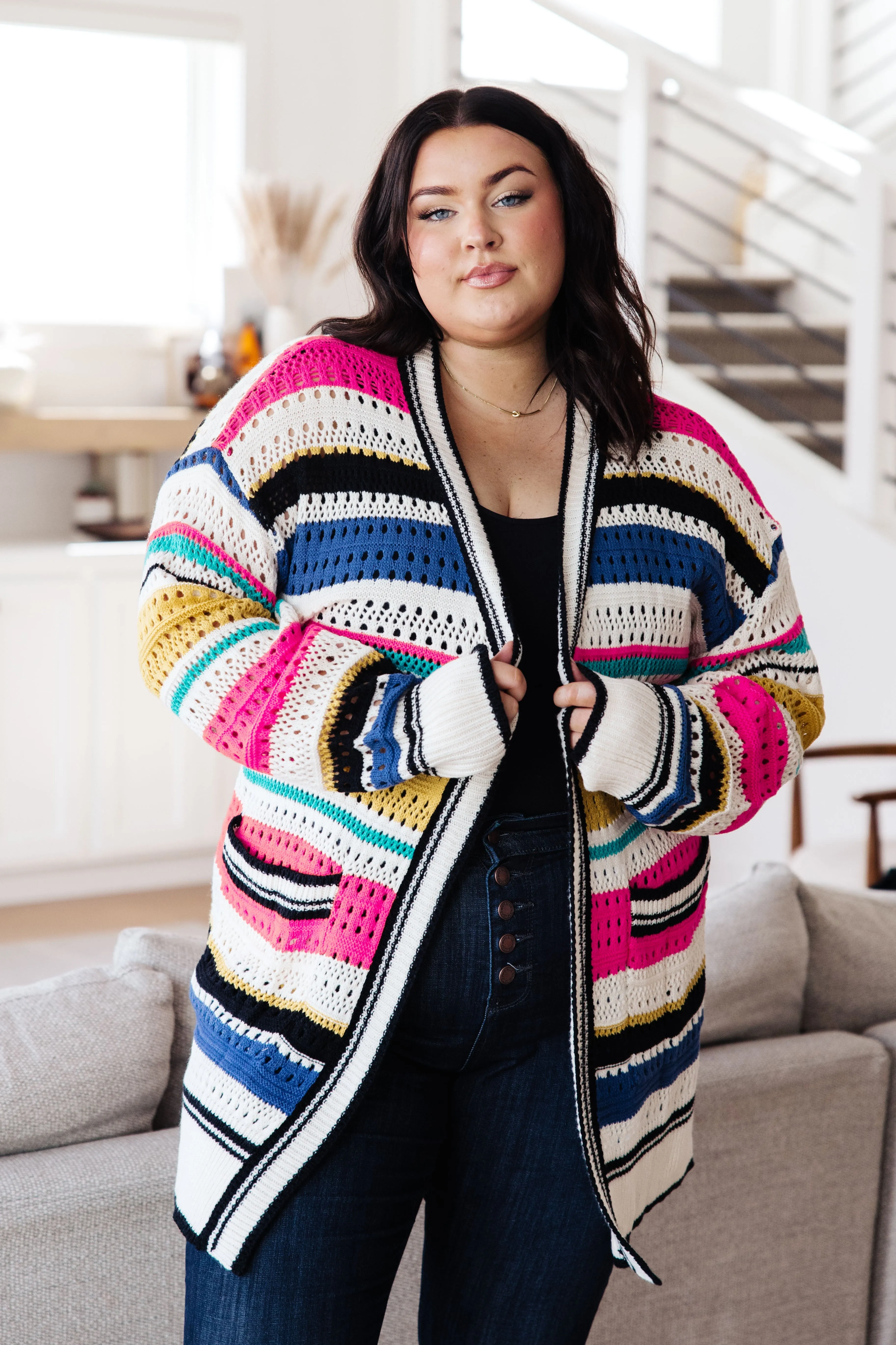 SP24- BIBI-Felt Cute Striped Cardigan (Reg & Curvy)