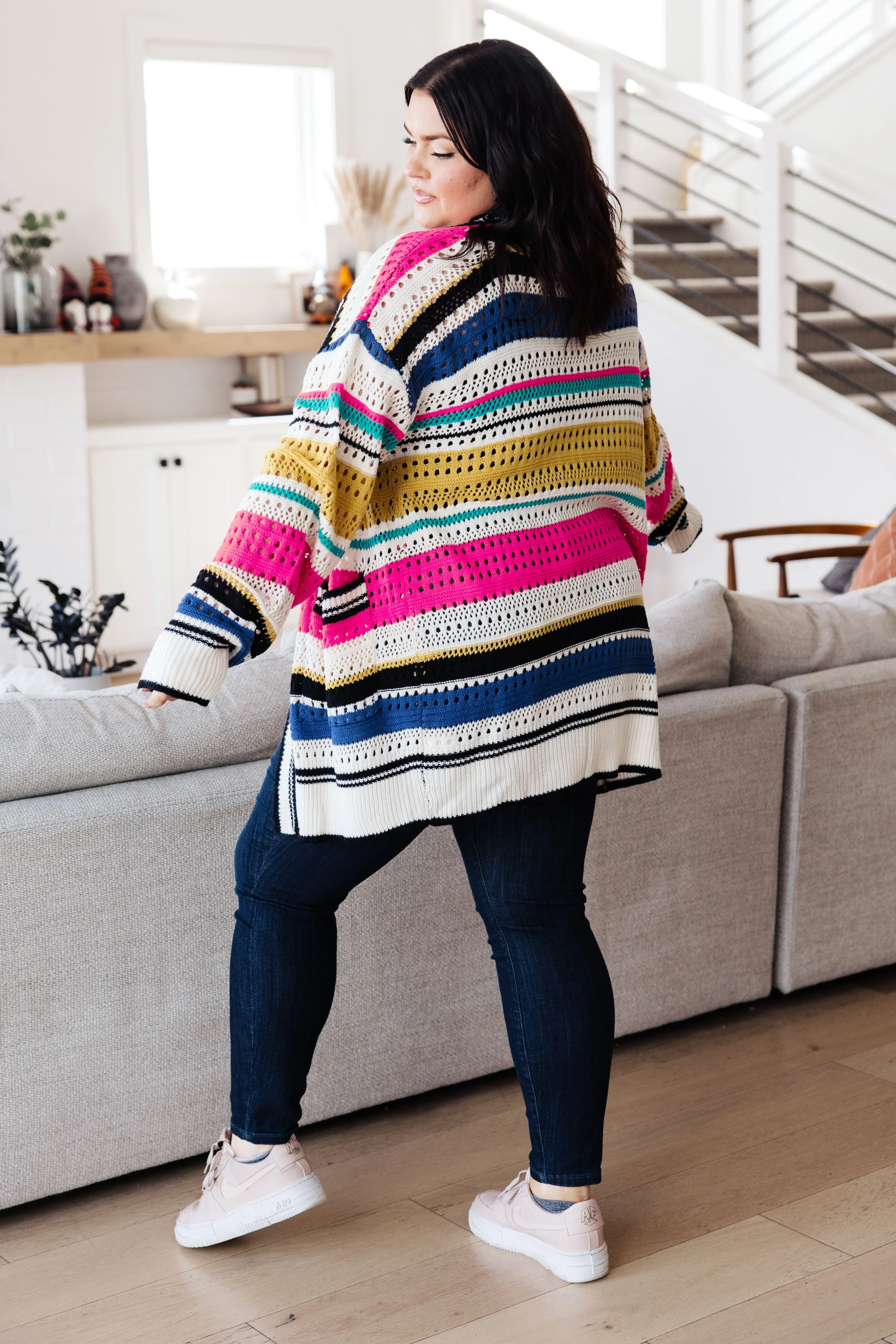 SP24- BIBI-Felt Cute Striped Cardigan (Reg & Curvy)