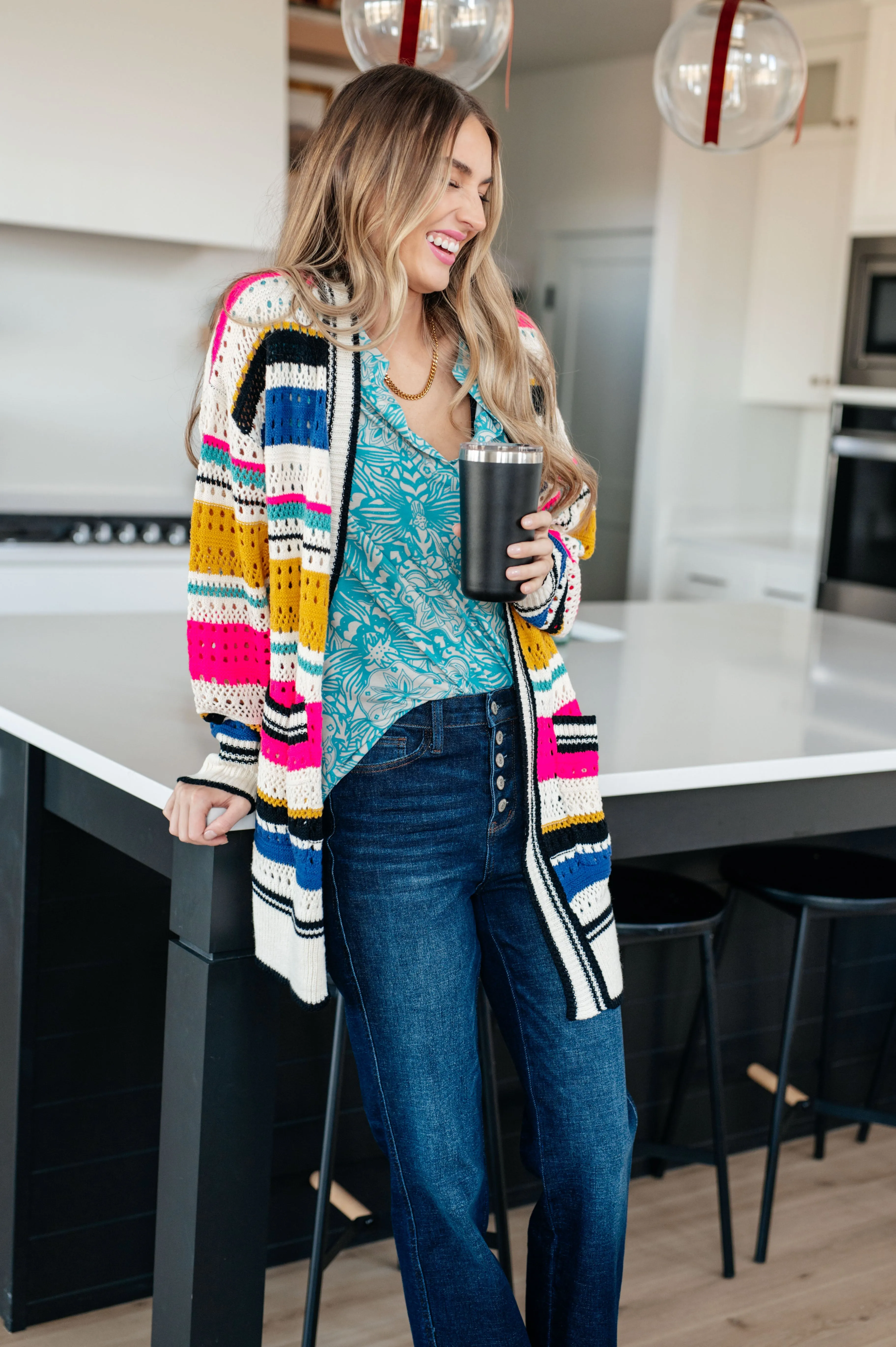 SP24- BIBI-Felt Cute Striped Cardigan (Reg & Curvy)