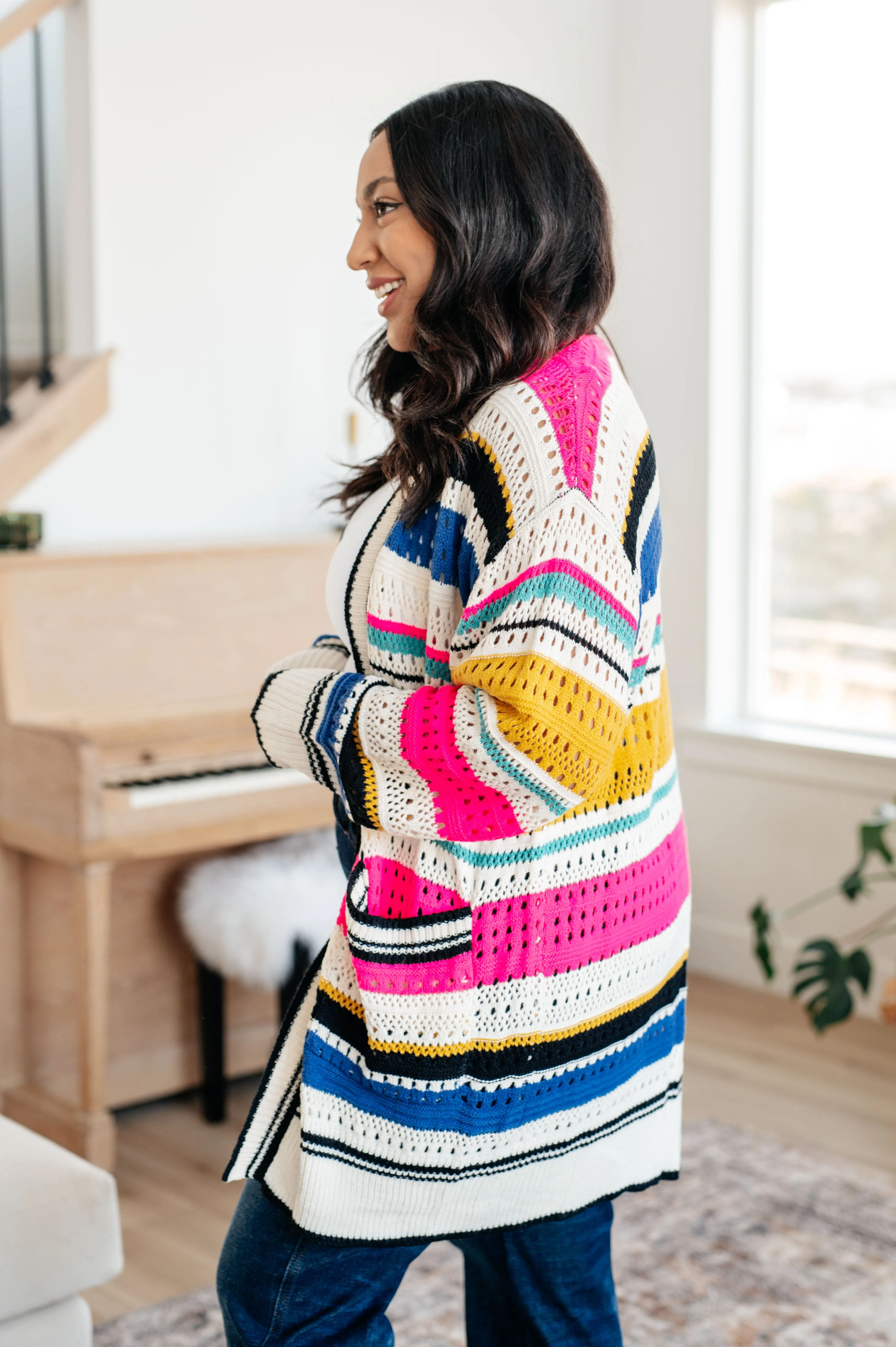 SP24- BIBI-Felt Cute Striped Cardigan (Reg & Curvy)