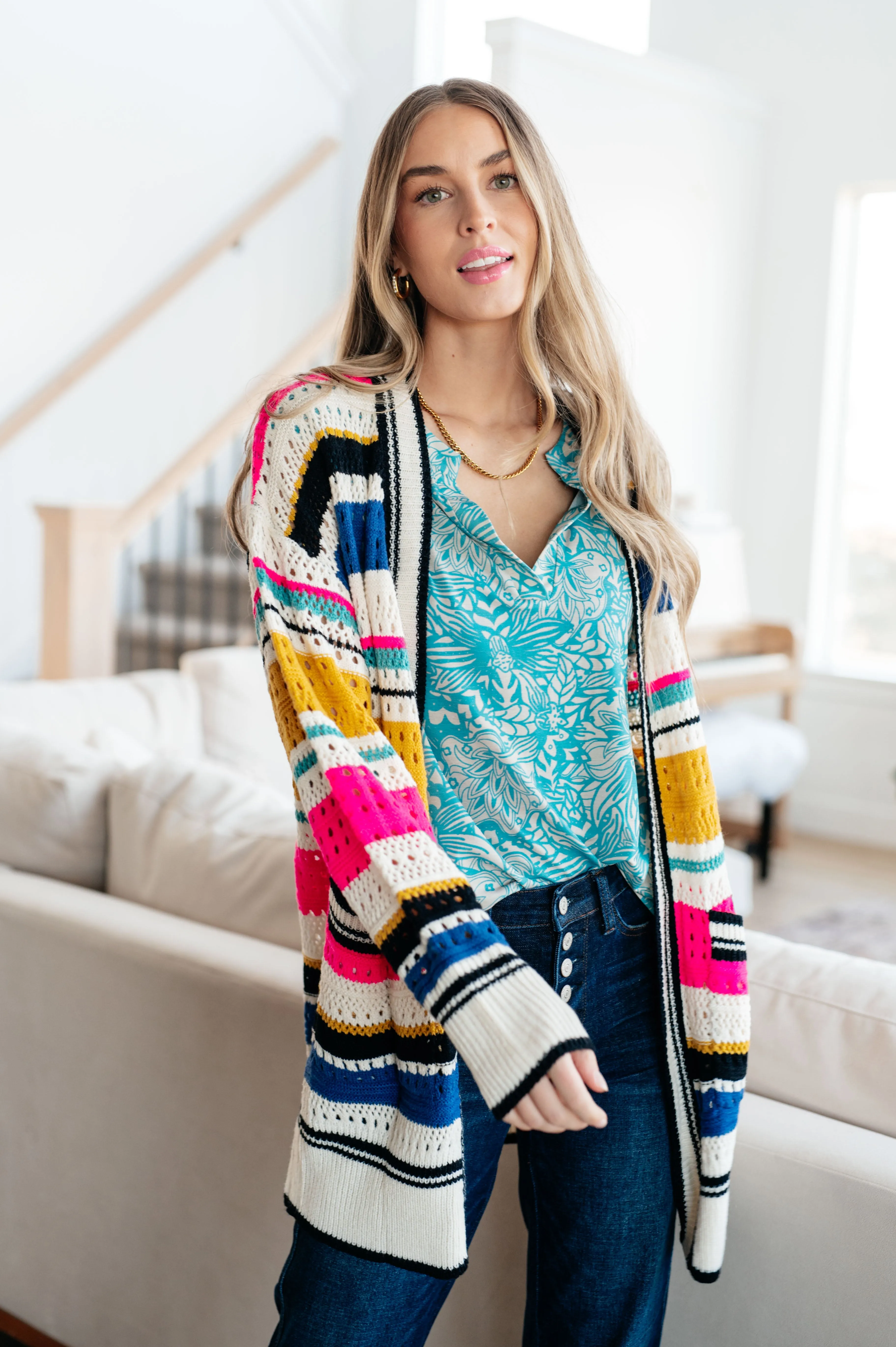 SP24- BIBI-Felt Cute Striped Cardigan (Reg & Curvy)