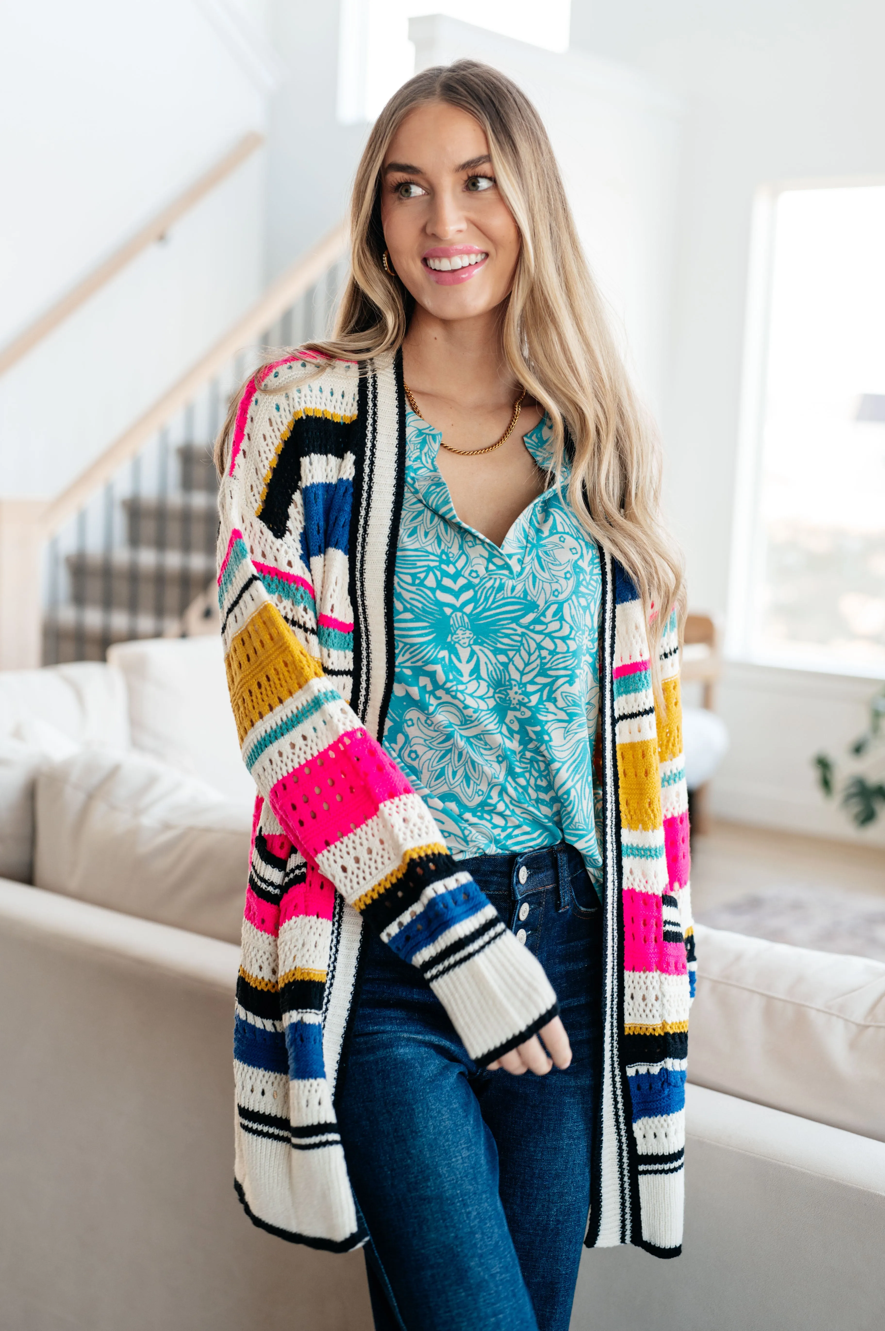 SP24- BIBI-Felt Cute Striped Cardigan (Reg & Curvy)