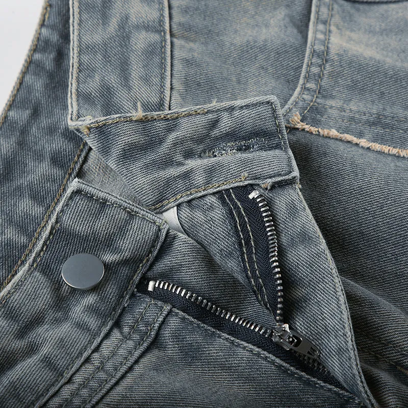 Street Gradient Frayed Washed Loose Jeans