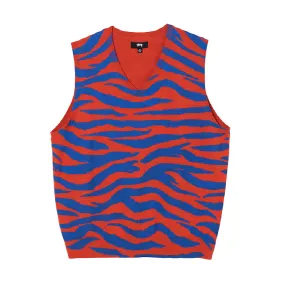 STÜSSY TIGER PRINTED SWEATER VEST // RED