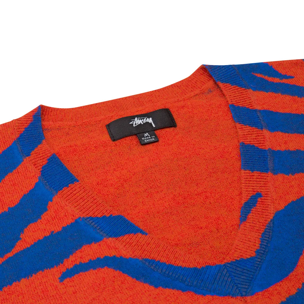 STÜSSY TIGER PRINTED SWEATER VEST // RED