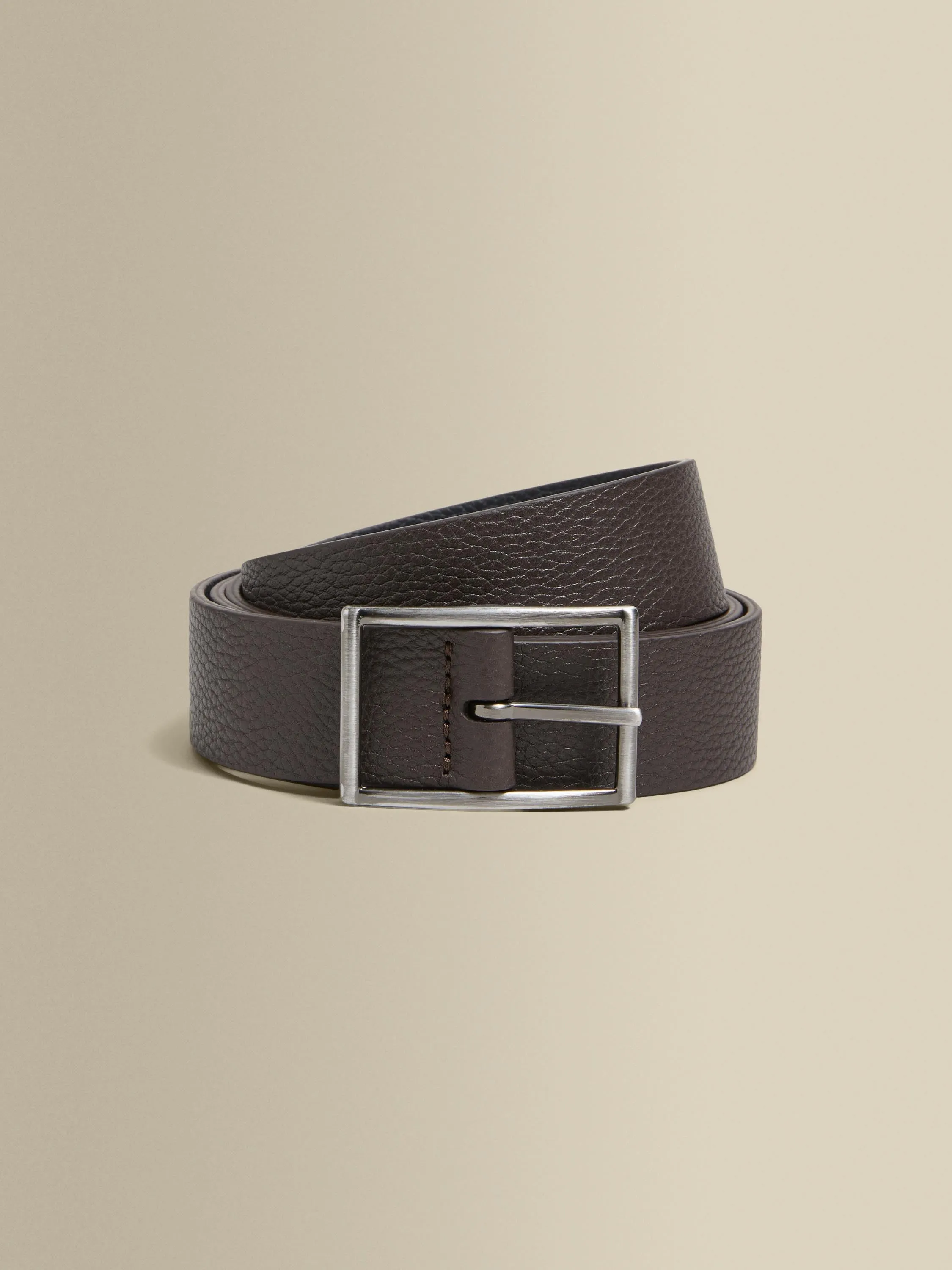 Textured Leather Reversible Belt