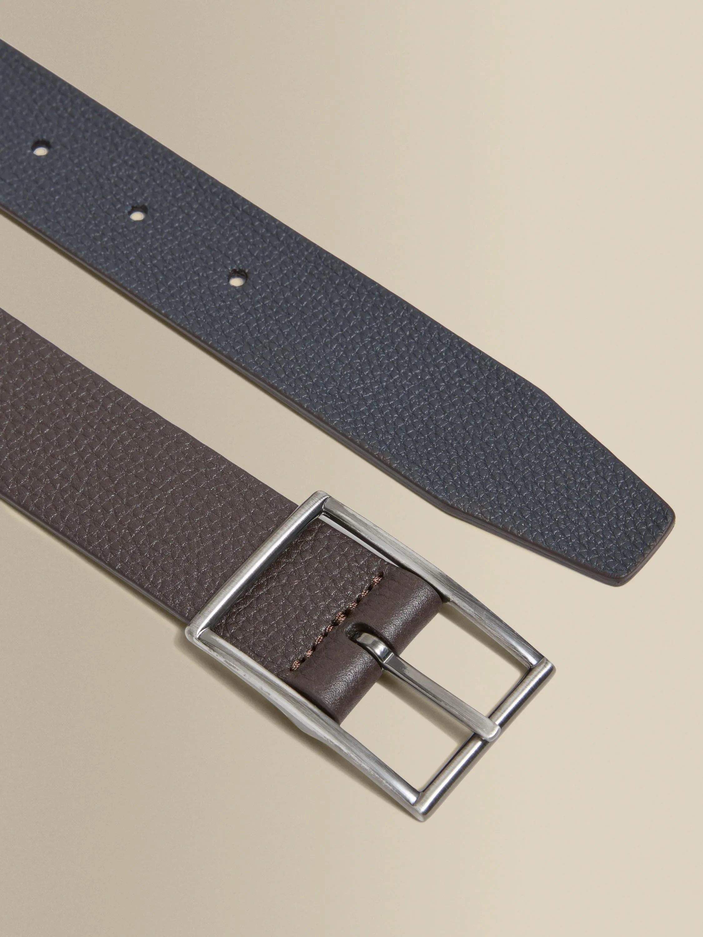 Textured Leather Reversible Belt