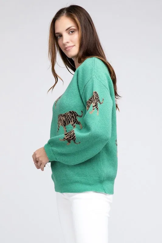 Tiger Patter Long Sleeve Sweater