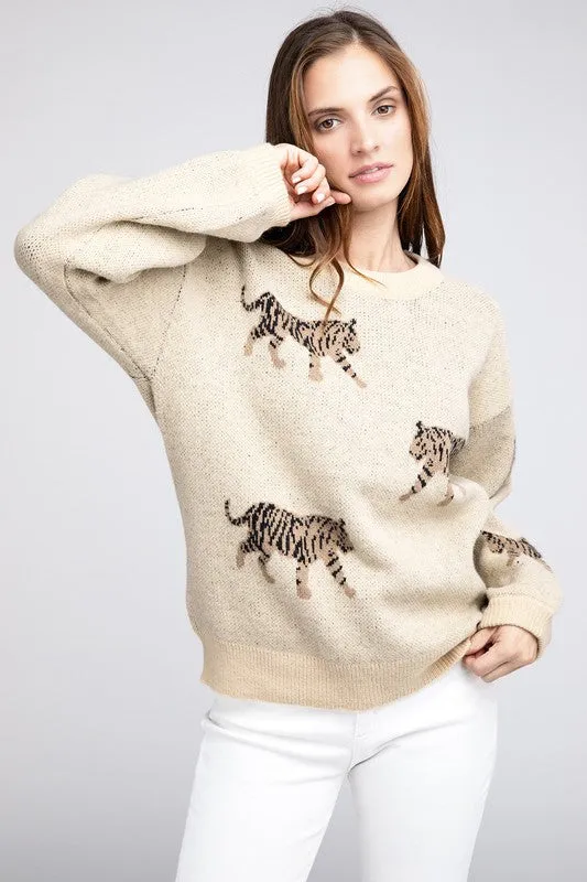 Tiger Patter Long Sleeve Sweater