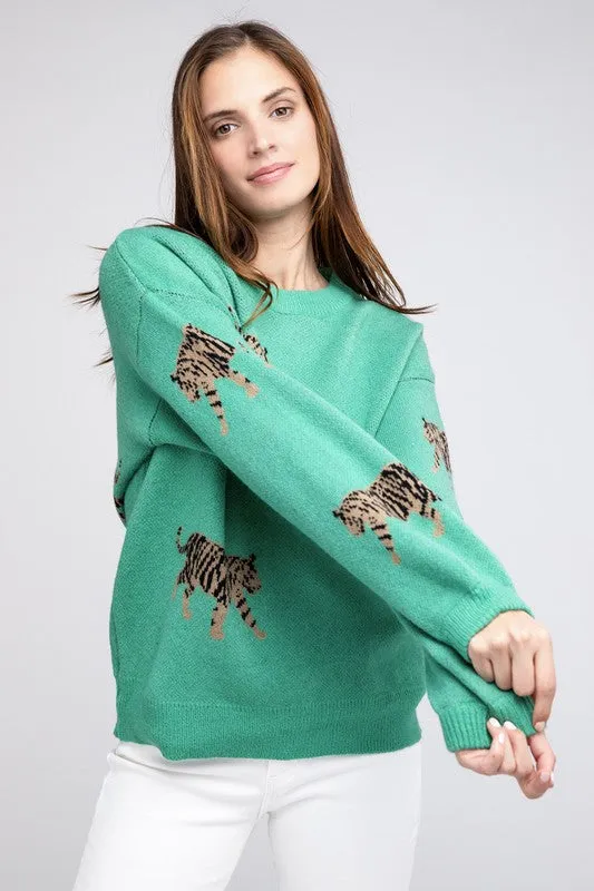 Tiger Patter Long Sleeve Sweater