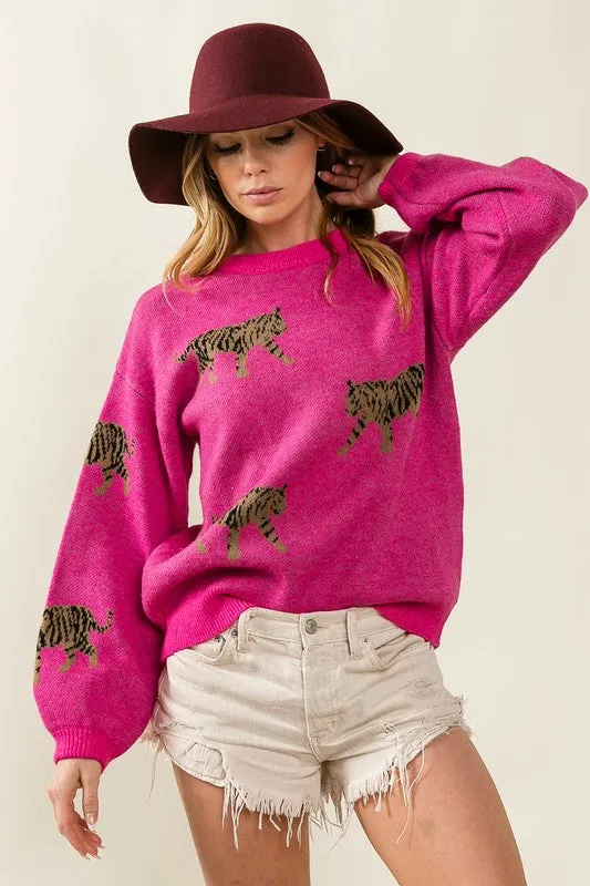 Tiger Patter Long Sleeve Sweater