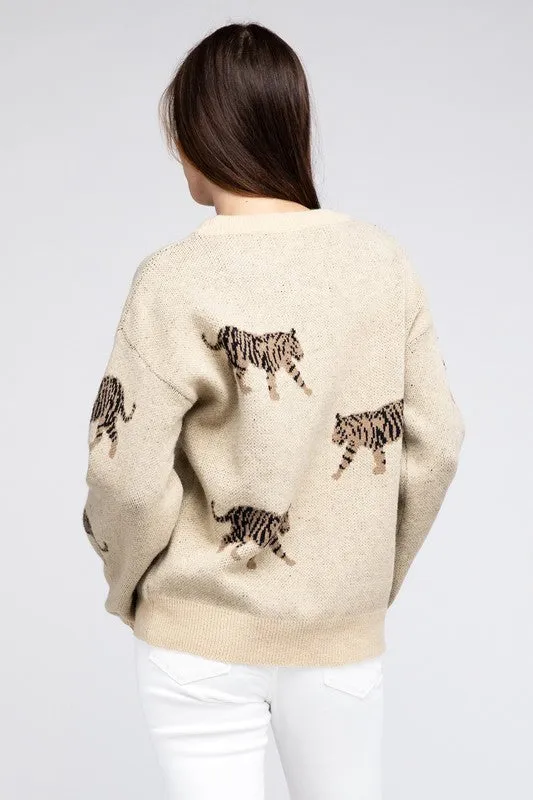 Tiger Patter Long Sleeve Sweater