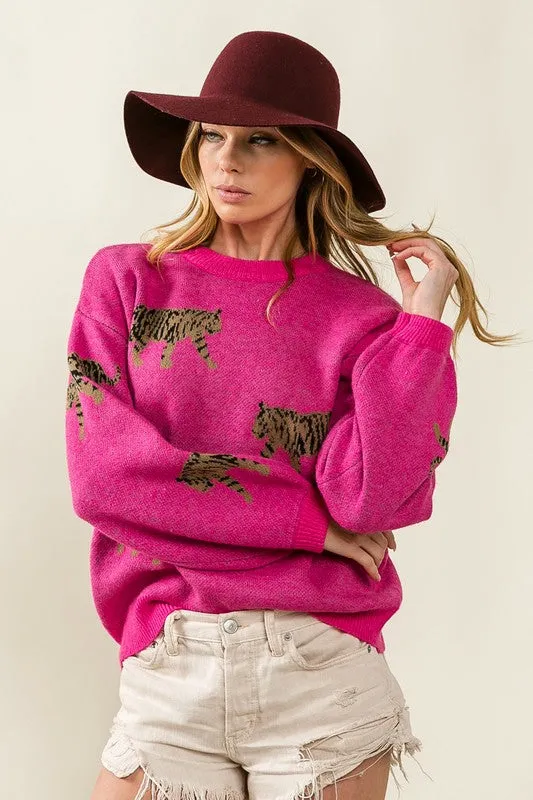 Tiger Patter Long Sleeve Sweater