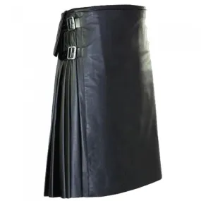 Unisex Gothic Real leather kilt Scottish kilt with pockets