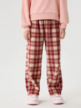 Unisex Kid Straight Check Pattern Trousers