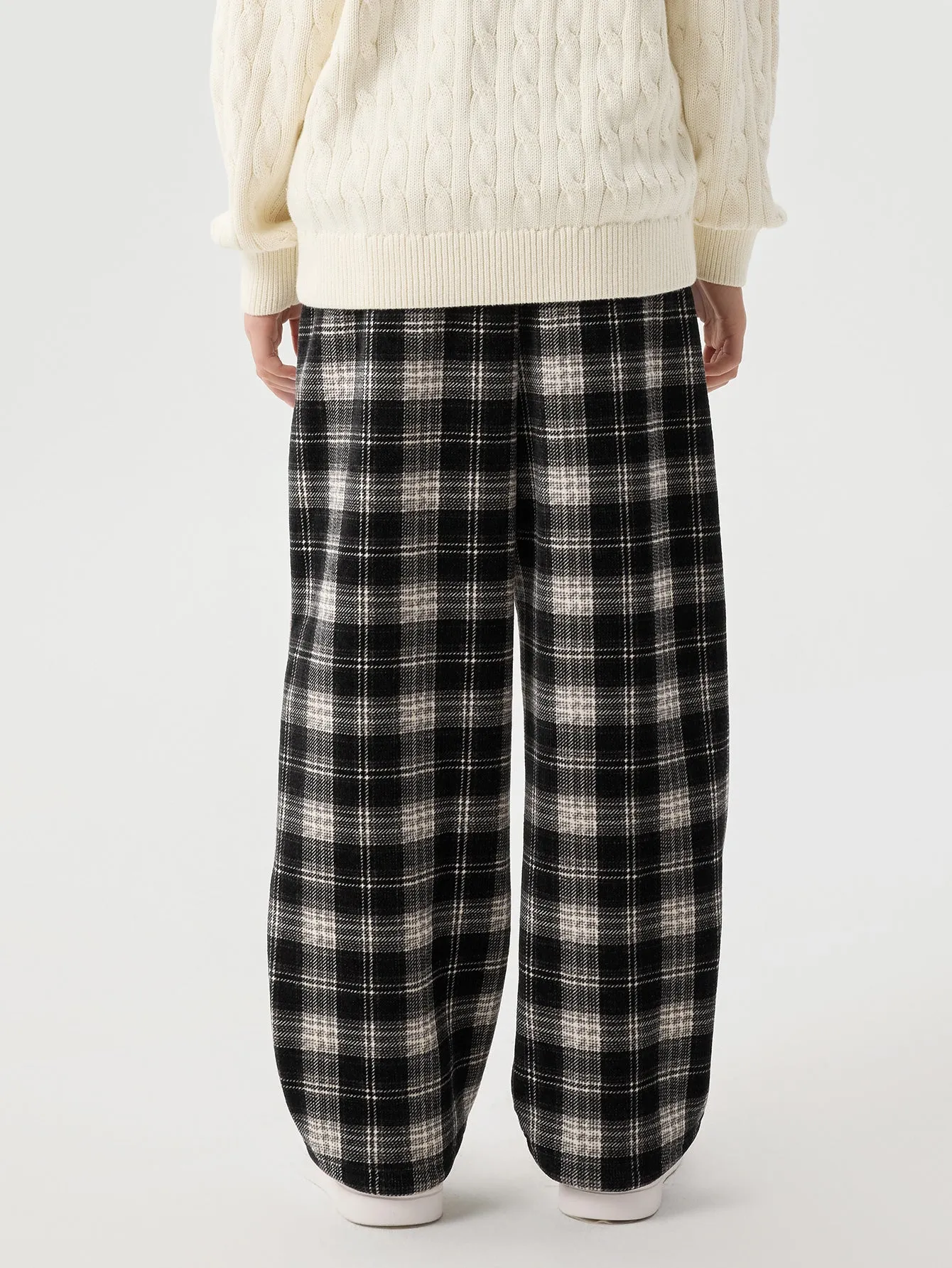 Unisex Kid Straight Check Pattern Trousers