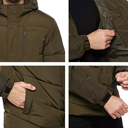Universo Men's Heavy Duty Down Coat with Removable Hood Winter Insulated Parka Puffer Jacket(Army Green,S)