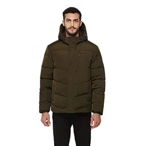 Universo Men's Heavy Duty Down Coat with Removable Hood Winter Insulated Parka Puffer Jacket(Army Green,S)