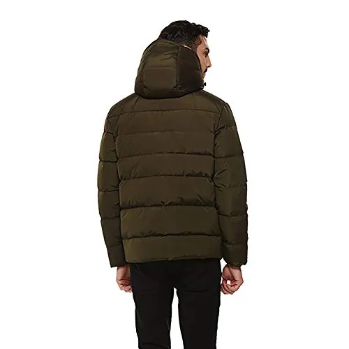 Universo Men's Heavy Duty Down Coat with Removable Hood Winter Insulated Parka Puffer Jacket(Army Green,S)