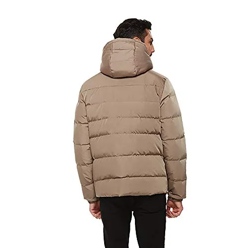 Universo Men's Heavy Duty Down Coat with Removable Hood Winter Insulated Parka Puffer Jacket(Khaki,L)