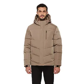 Universo Men's Heavy Duty Down Coat with Removable Hood Winter Insulated Parka Puffer Jacket(Khaki,L)