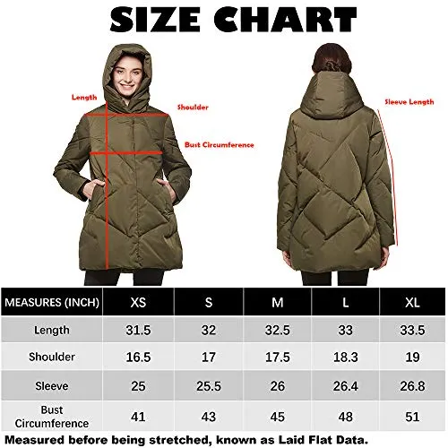 Universo Women's Heavy Duty Thickened Hooded Down Coat Winter Warm Windproof Parka Puffer Jacket(Olive,XL)