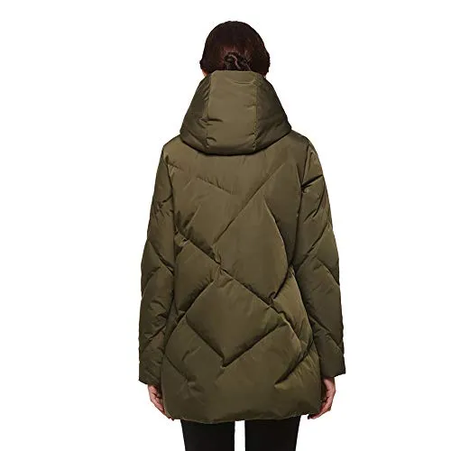 Universo Women's Heavy Duty Thickened Hooded Down Coat Winter Warm Windproof Parka Puffer Jacket(Olive,XL)
