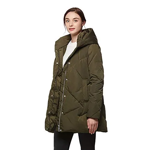 Universo Women's Heavy Duty Thickened Hooded Down Coat Winter Warm Windproof Parka Puffer Jacket(Olive,XL)