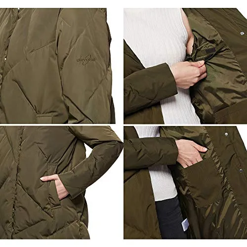 Universo Women's Heavy Duty Thickened Hooded Down Coat Winter Warm Windproof Parka Puffer Jacket(Olive,XL)