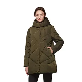 Universo Women's Heavy Duty Thickened Hooded Down Coat Winter Warm Windproof Parka Puffer Jacket(Olive,XL)