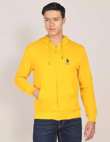 U.S. Polo ASSN. Solid Hooded Sweat Shirt Yellow
