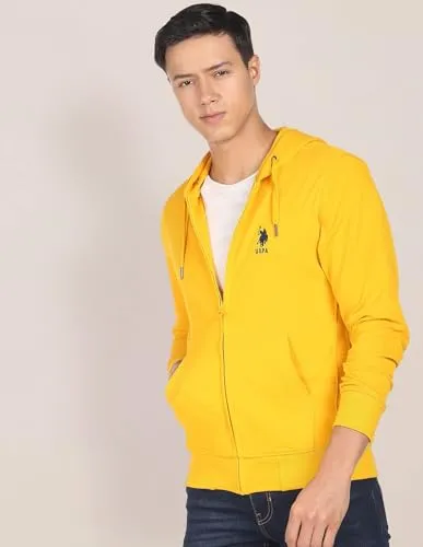 U.S. Polo ASSN. Solid Hooded Sweat Shirt Yellow