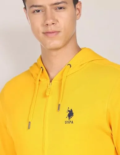 U.S. Polo ASSN. Solid Hooded Sweat Shirt Yellow