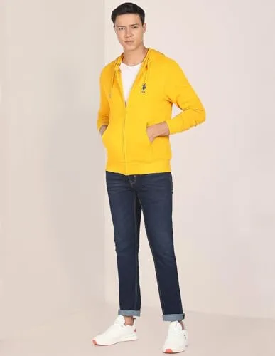 U.S. Polo ASSN. Solid Hooded Sweat Shirt Yellow