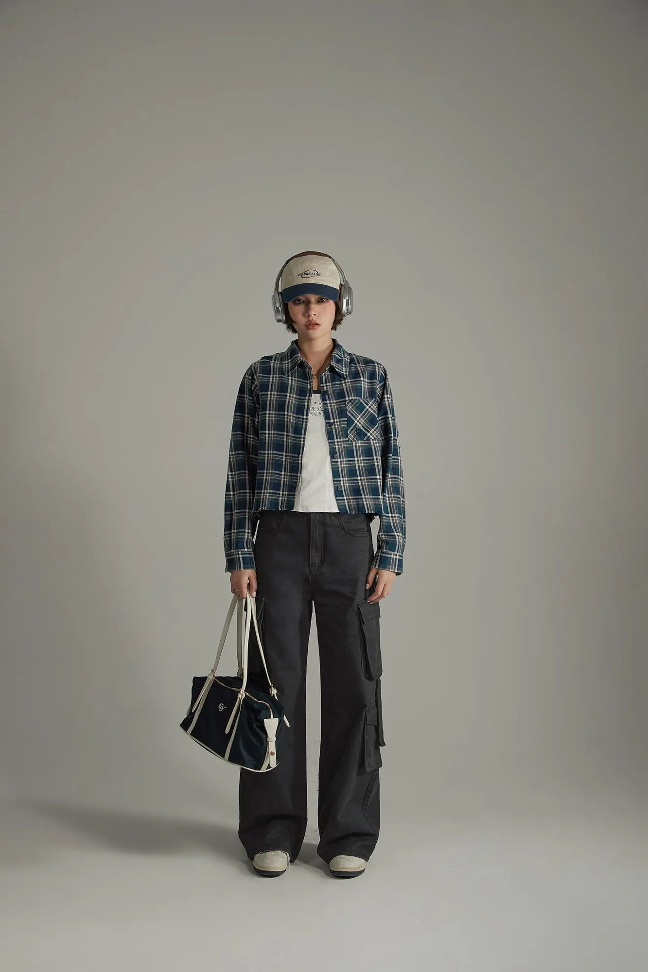 Vintage Check Boxy Crop Shirt