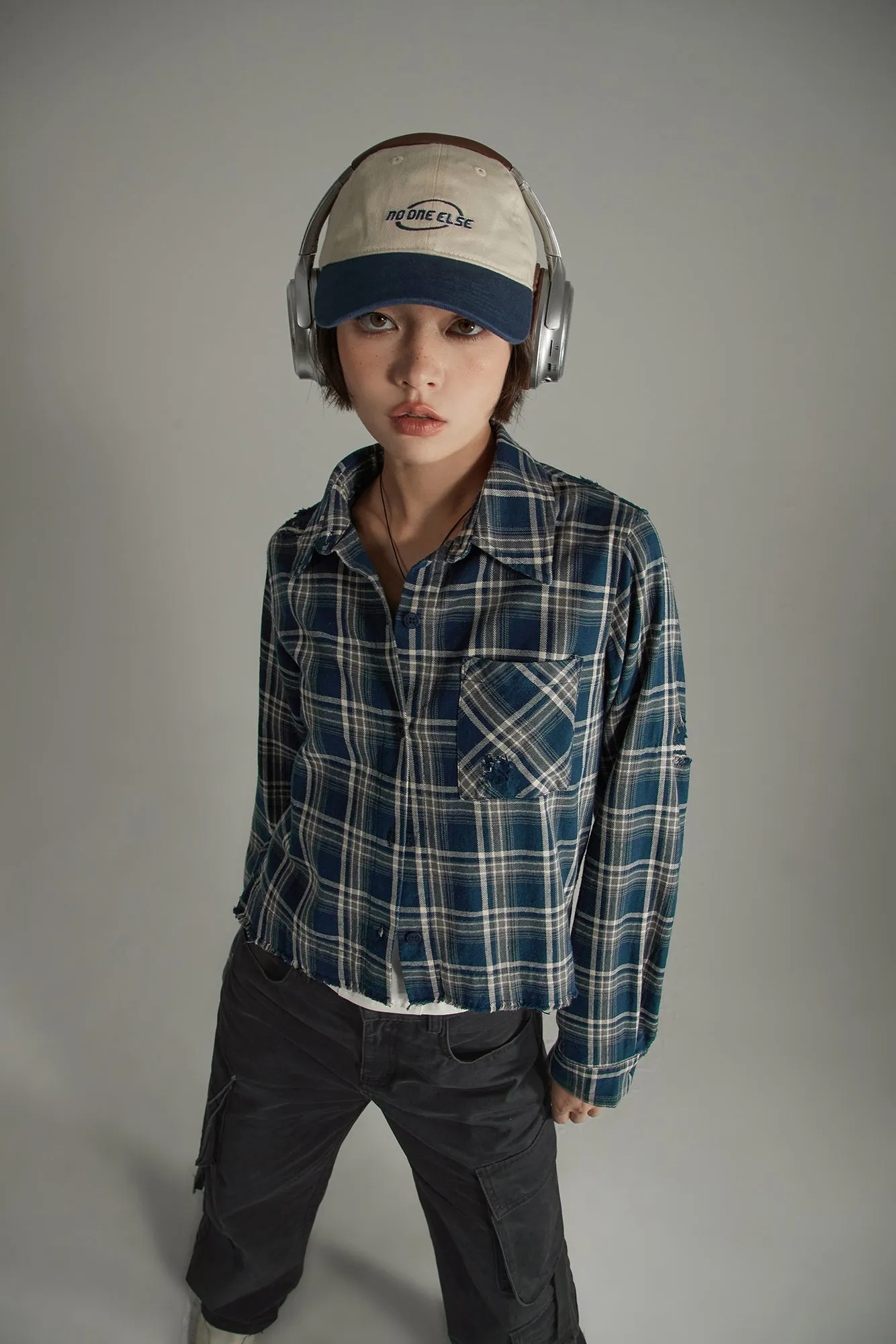 Vintage Check Boxy Crop Shirt