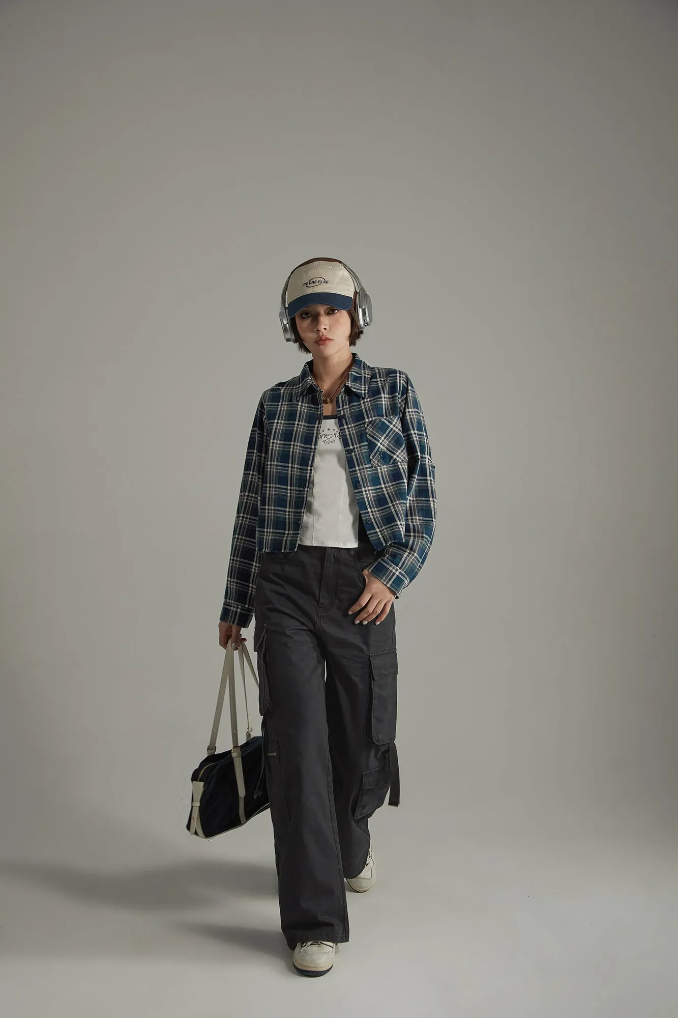 Vintage Check Boxy Crop Shirt
