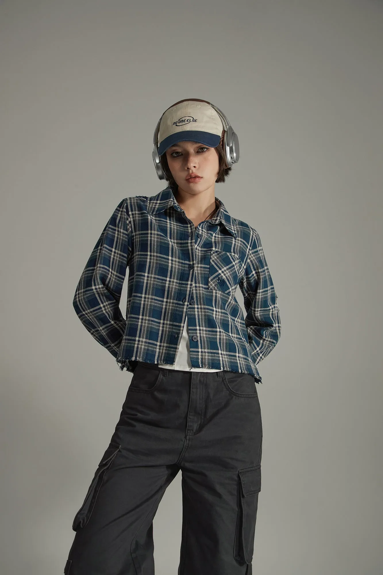 Vintage Check Boxy Crop Shirt