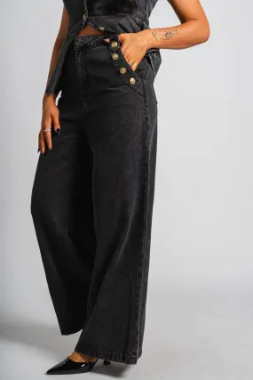 Washed denim jeans black