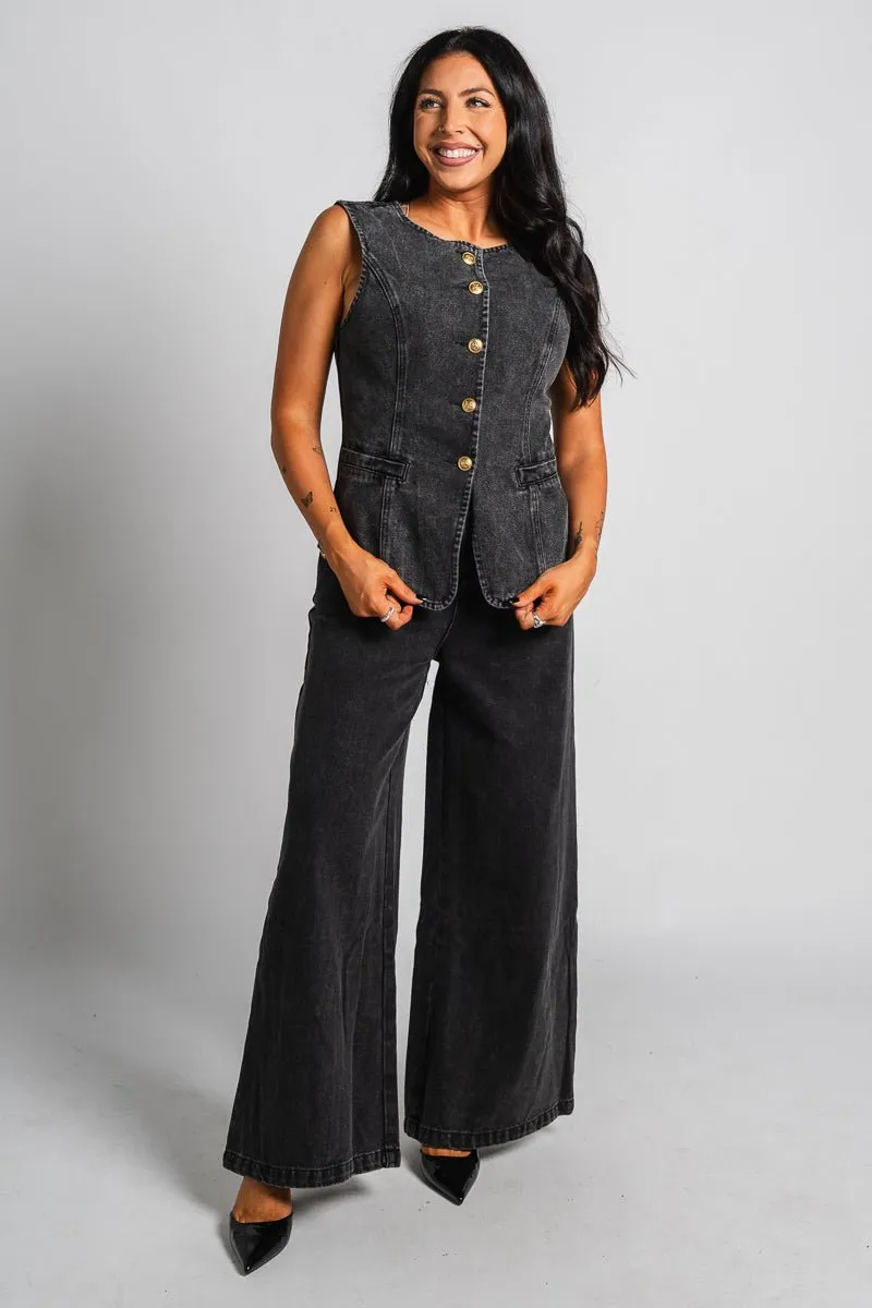 Washed denim jeans black