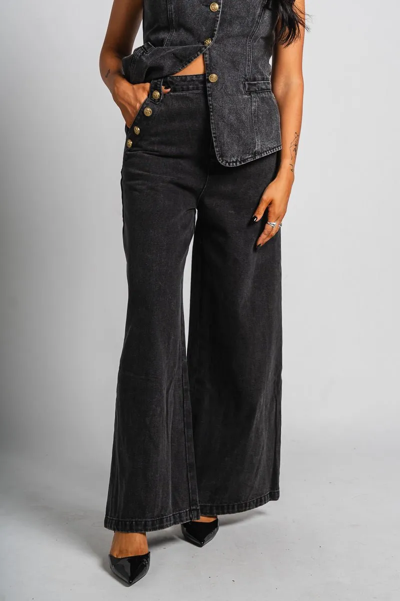 Washed denim jeans black